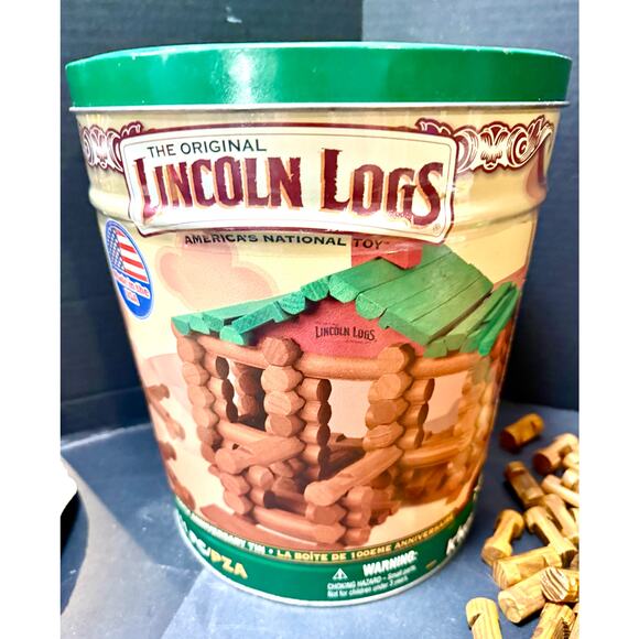 Lincoln Logs 100th Anniversary 111 pc Collectible Tin complete preowned blocks - Picture 1 of 6